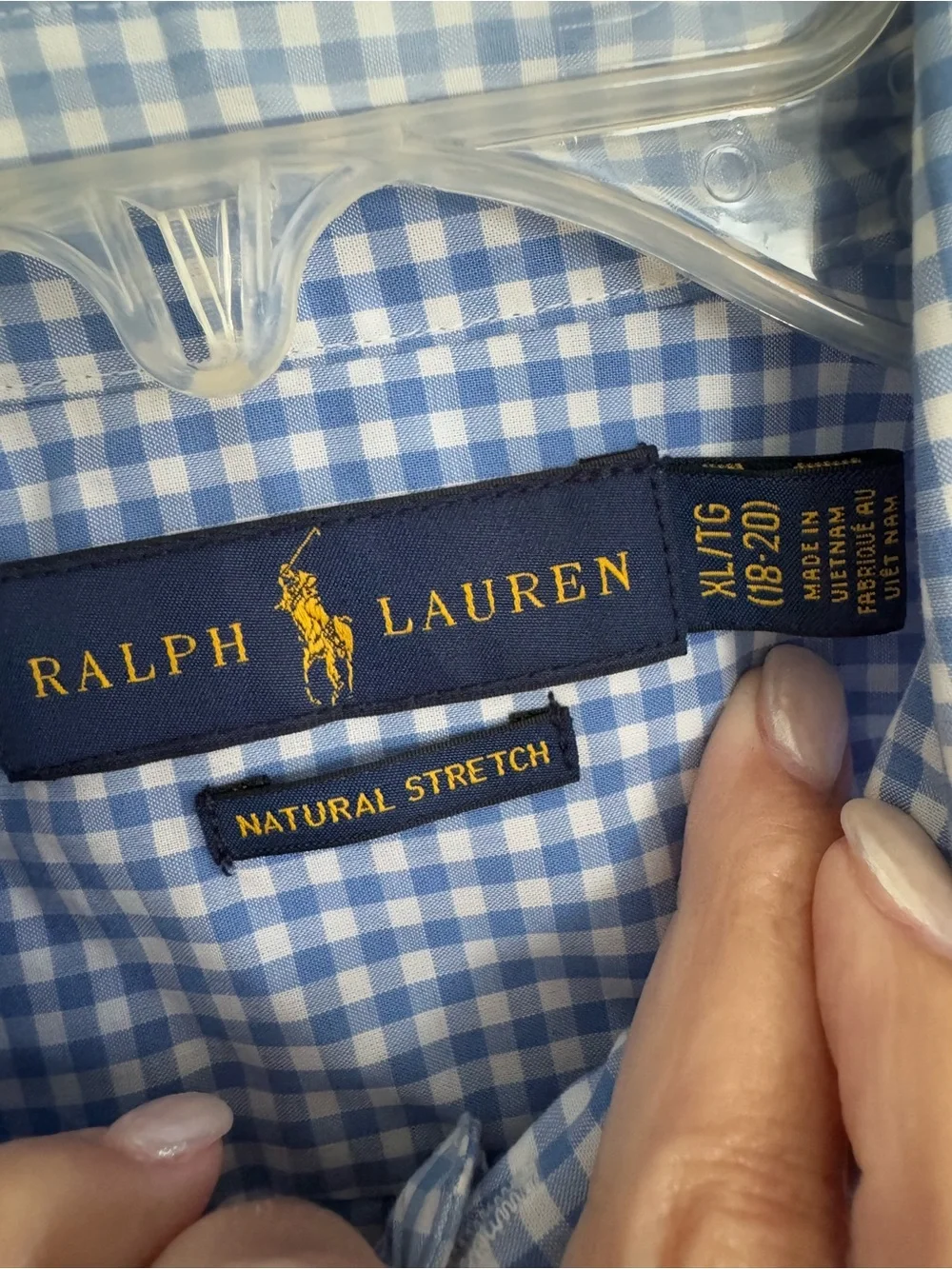 Ralph Lauren Light Blue & White Gingham Button-Down Shirt